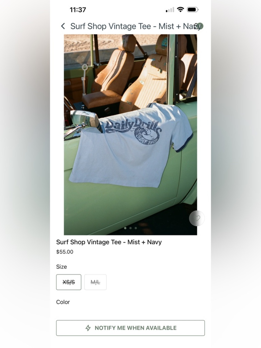 Daily Drills Surf Shop Tee - Mist with Navy Trim